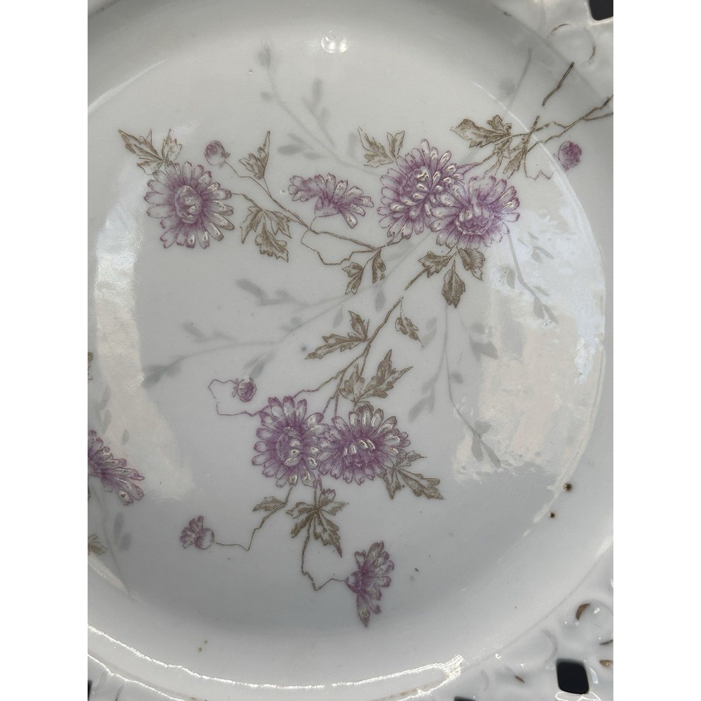 Porcelain German Reticulated Floral Plate 8in Vintage Lattice Edge - Picture 2 of 4